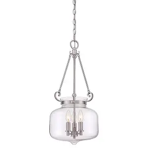 Elstead Stewart 3 Light Ceiling Pendant Brushed Nickel, E14