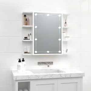 Berkfield Mirror Cabinet with LED High Gloss White 70x16.5x60 cm