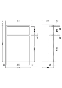 Contemporary Floor Standing WC Unit - 818 x 555 x 260mm - Bleached Oak