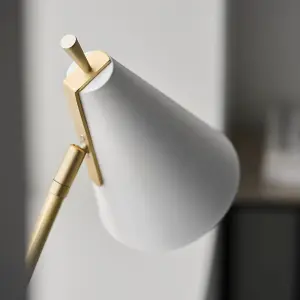 Luminosa Alta Table Lamp Satin Brass Plate & Matt White Paint