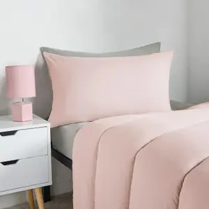 Coverless 10.5 Tog Duvet & Pillowcase, Blush/Grey - Single