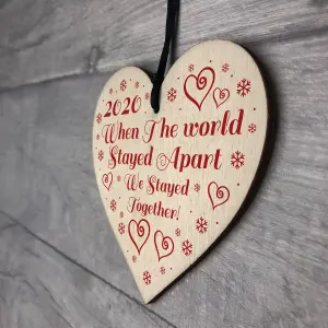 Lockdown Gift Hanging Wooden Heart Couple Gift Christmas Tree Decoration Keepsake