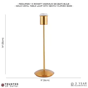 Contemporary and Sleek Brushed Gold Metal Table Lamp Base with Inline Switch