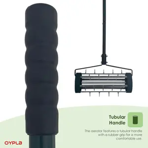 Oypla Heavy Duty Hand Held Push Along Garden Lawn Aerator - c/w Spikes