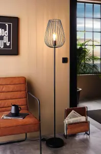 EGLO Newtown Black Metal Floor Lamp, (D) 27.5cm