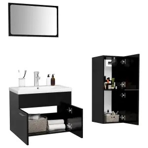 Berkfield Bathroom Furniture Set Black Engineered Wood