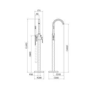 Luxury Freestanding Bath Shower Mixer Tap in Polished Chrome