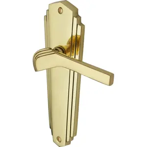 Heritage Door Handle Lever Latch Waldorf Design (Set of 2) Polished Brass