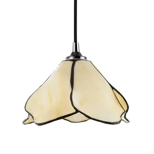 Elegant Designer Pendant Lighting Shade with Amber Cream Glass Floral Petals