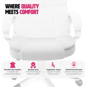 Office Chair Jonas - stepless height adjustment, ergonomic, thick padding - white