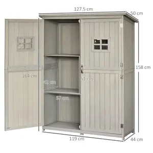 127.5L x 50W x 164H cm Wooden Tool Shed Grey