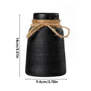 Black Simple Hemp Rope Ceramic Flower Vase