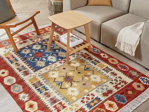 Wool Kilim Area Rug 140 x 200 cm Multicolour VOSKEHAT