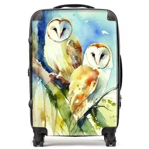 Barn Owls Watercolour Suitcase - Medium