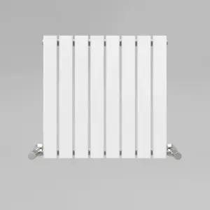 White Flat Tube 600x608mm Horizontal Single Panel Heated Towel Radiator