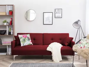 Beliani Retro Sofa Bed LUCAN Dark Red