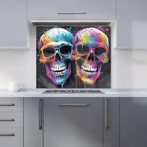 Splashart Happy Skeletons In Glasses Kitchen Splashback