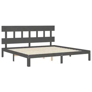 Berkfield Bed Frame with Headboard Grey 200x200 cm Solid Wood