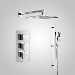 Cameo 3 Dial 2 Way Square Set - Shower Head & Rail Handset