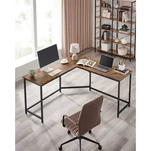 Myra L-Shape Desk Rustic Brown