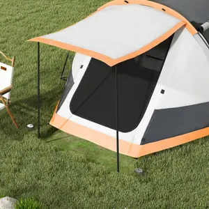 Outsunny Tunnel Tent with Bedroom, Living Room and Porch for 3-4 Man, Orange