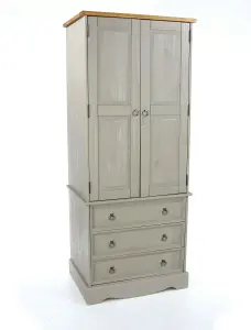 Premium Corona Grey, 2 door, 3 drawer wardrobe