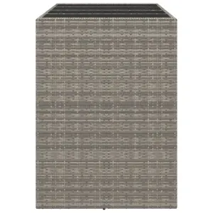 Berkfield Bar Table with Glass Top Grey 145x80x110 cm Poly Rattan