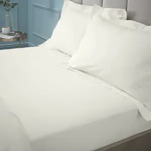 Bianca Fine Linens Bedroom 180 Thread Count Egyptian Cotton Fitted Sheet 34cm Depth Cream