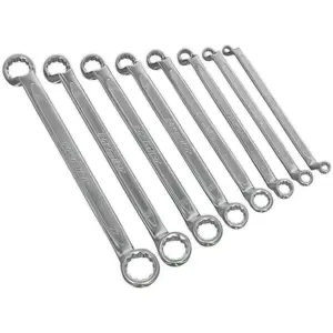 8pc Slim Handled Offset Ring Spanner Set - 12 Point Metric Double Ended Wrench