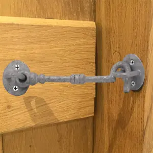 EAI Cabin Hook Iron Strong Hold Back Gate or Door Hook Barrel Style Cast Iron - 100mm - Galvanised