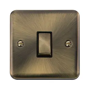 Curved Antique Brass 10A 1 Gang Intermediate Ingot Light Switch - Black Trim - SE Home