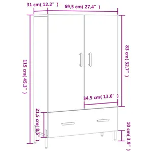 Madonia 69.5cm Wide 1 Drawer Highboard Sonoma Oak