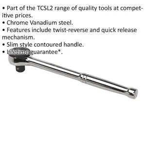 40-Tooth Twist Reverse Ratchet Wrench with Quick Release - Durable 1/2 Inch Drive Tool