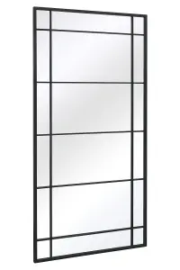 MirrorOutlet The Tabula Black Metal Framed Window Wall or Leaner Mirror 180CM X 90CM