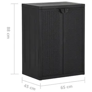 Berkfield Garden Storage Cabinet Black 65x45x88 cm PP Rattan