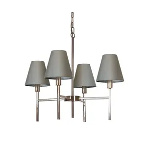 Elstead Lucerne 4 Light Pendant Chandelier with Grey Shade