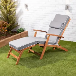 Alfresia Grey Steamer Deck Chair Garden Cushion