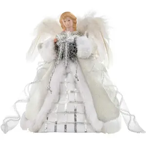 Christmas Angel Tree Topper with Feather Wings