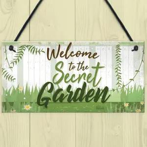 Red Ocean Welcome To The Secret Garden Hanging Plaque Garden Shed SummerHouse Sign Gifts For Her