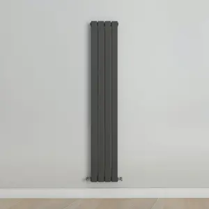 Vertical Anthracite Single Flat Panel Radiator (H) 1600 mm x (W) 272 mm, 2044 BTU.