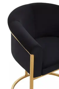 Interiors by Premier Vogue Black Velvet And Matte Gold Dining Chair