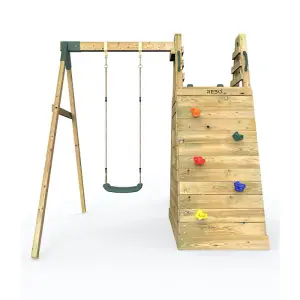 Rebo Wooden Pyramid Activity Frame with Swings and 10ft Water Slide - Mystic