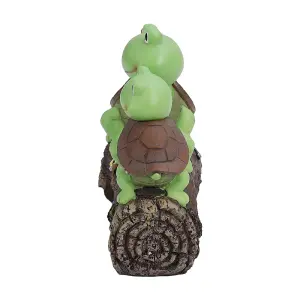 Garden Ornament Turtle Figurine Tortoise Statue Lawn Decor with Solar Lights