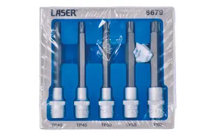 Laser Tools 8679 5pc Long Series Torx Plus Socket Bit Set 1/2" Drive