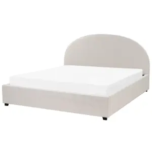 Fabric EU Super King Size Ottoman Bed Light Beige VAUCLUSE