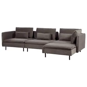 Left Hand Modular Jumbo Cord Corner Sofa Brown EGERIS