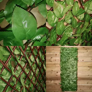 100cm x 200cm Artificial Fence Garden Trellis Privacy Screening Indoor Outdoor Wall Panel   Beech Leaf