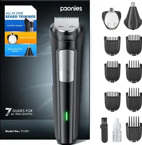 Beard Trimmer Hair Clippers Men, Nose & Ear Trimmer, 9-In-1 Body Groomer Men Kit, Cordless Rechargeable Hair Clippers With 7 Limit Combs, Stainless