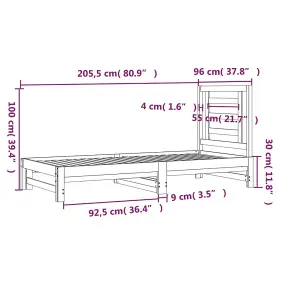 Berkfield Pull-out Day Bed Black 2x(90x200) cm Solid Wood Pine