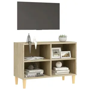 Berkfield TV Cabinet with Solid Wood Legs Sonoma Oak 69.5x30x50 cm